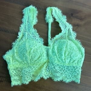 Aerie Bright Yellow Lace Design Bralette
